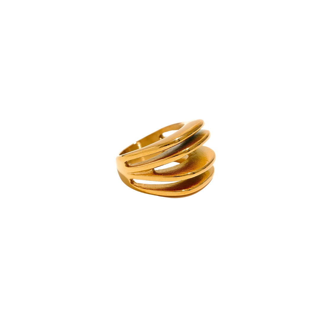 Gold chunky layered ring