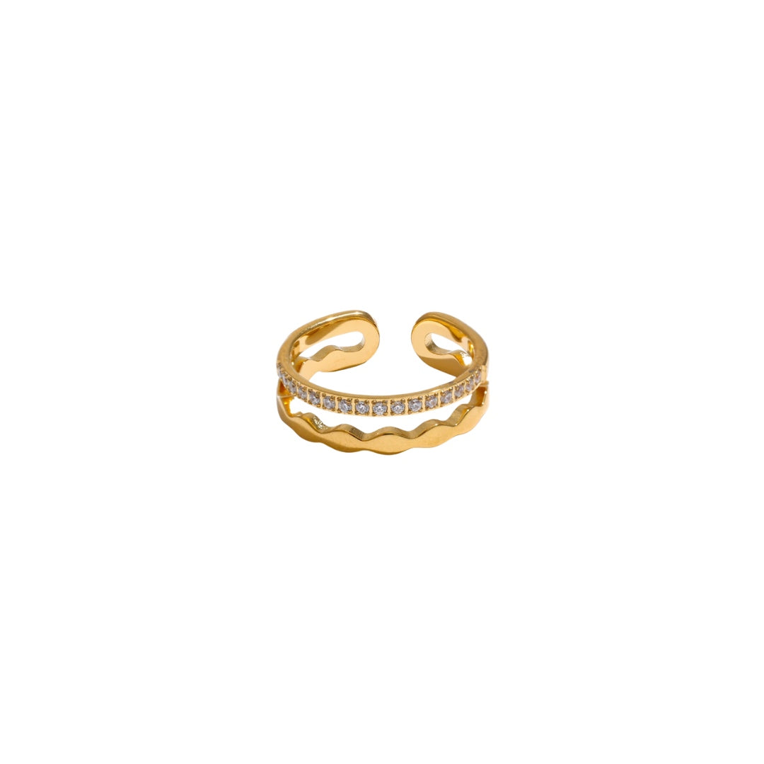 Gold double diamond ring