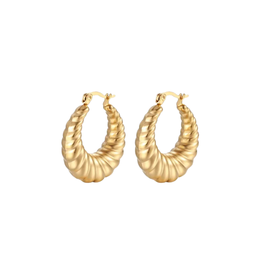 Braided gold hoops earrings