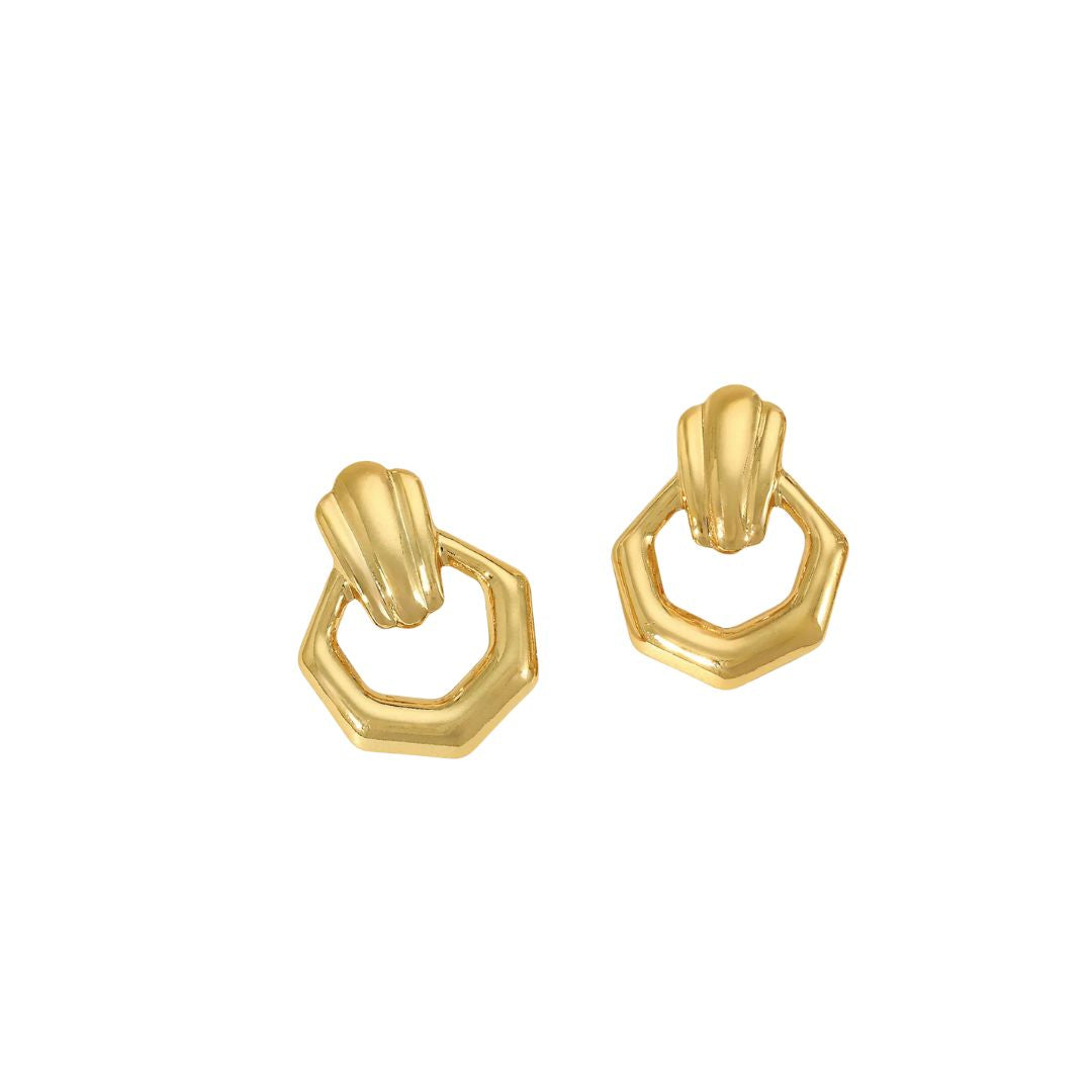 Gold polygonal earrings