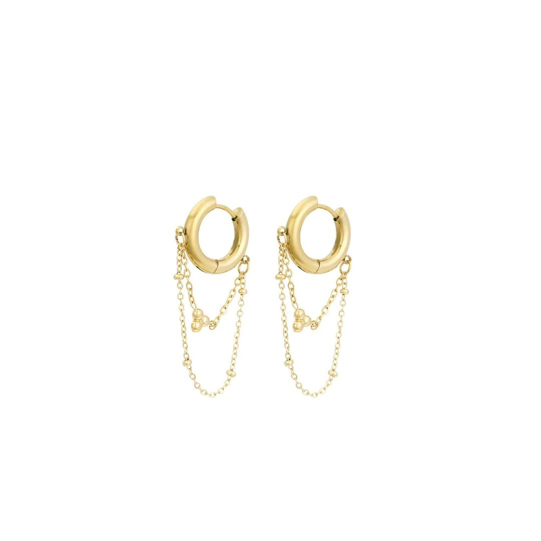 Gold dripping diamonds hoop earrings