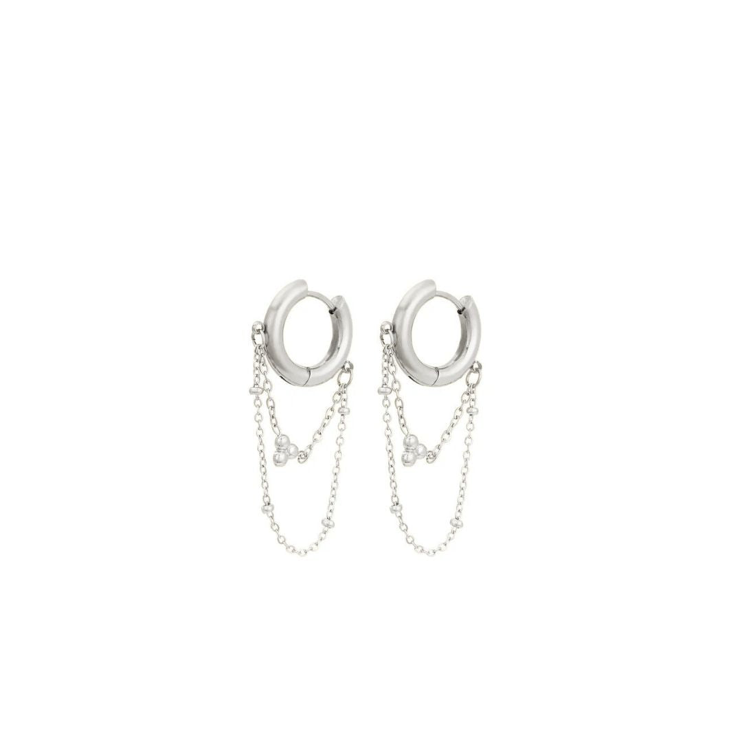 Silver dripping diamond hoop earrings