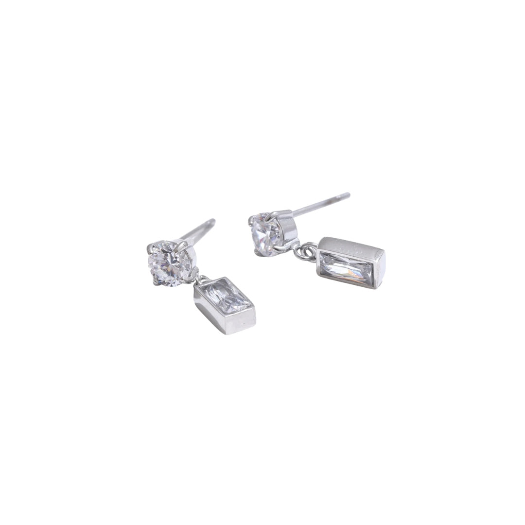 Silver diamond earrings