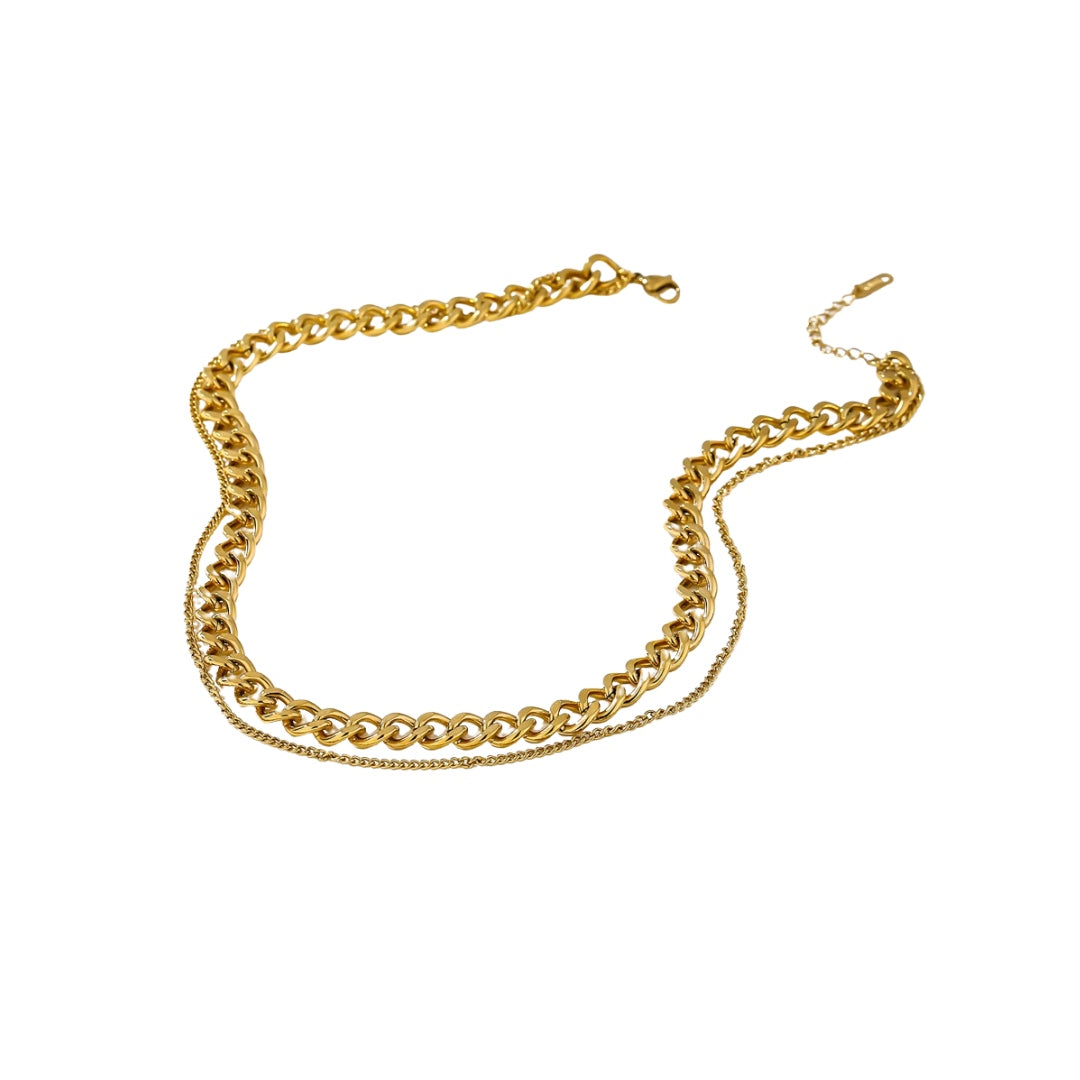 Gold double necklace