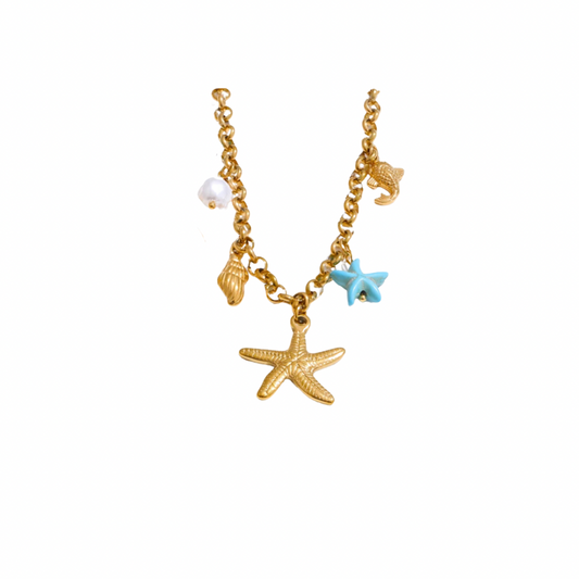 Gold summer shell necklace