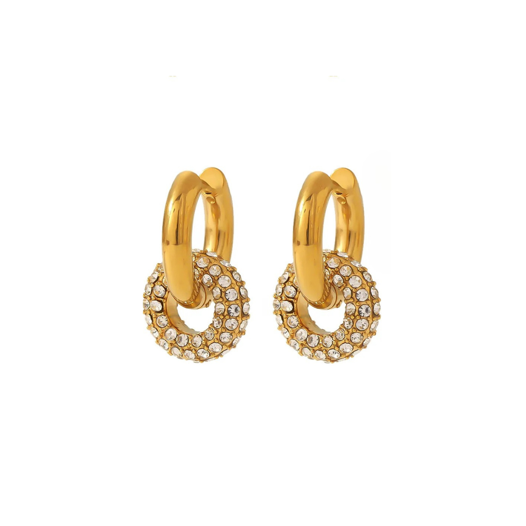 Double gold hoops with diamonds
