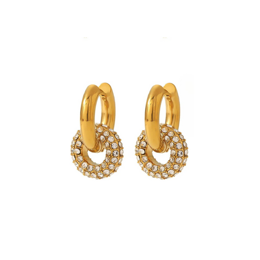 Double gold hoops with diamonds