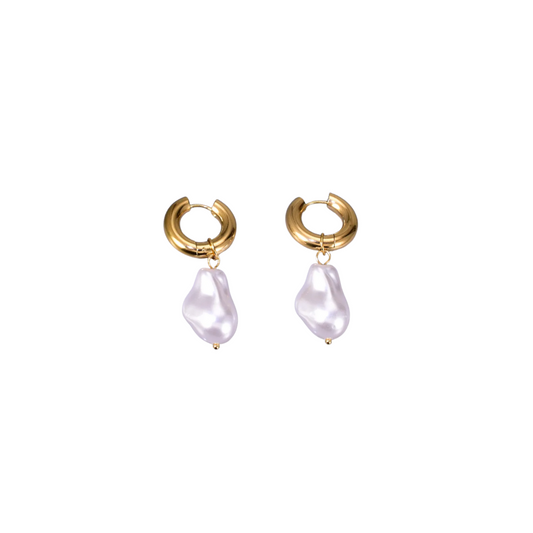 Gold pearl drops earrings