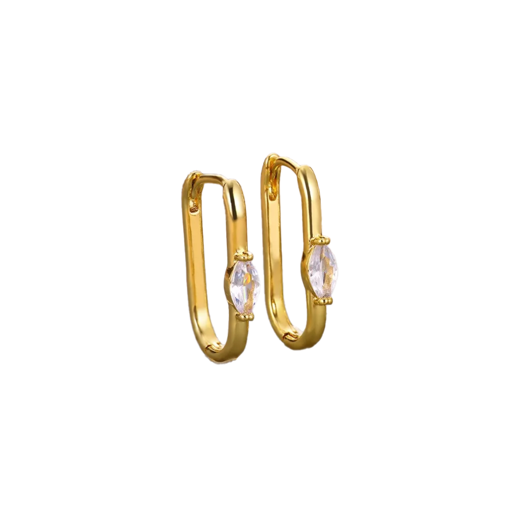 Rectangular gold hdiamond earrings
