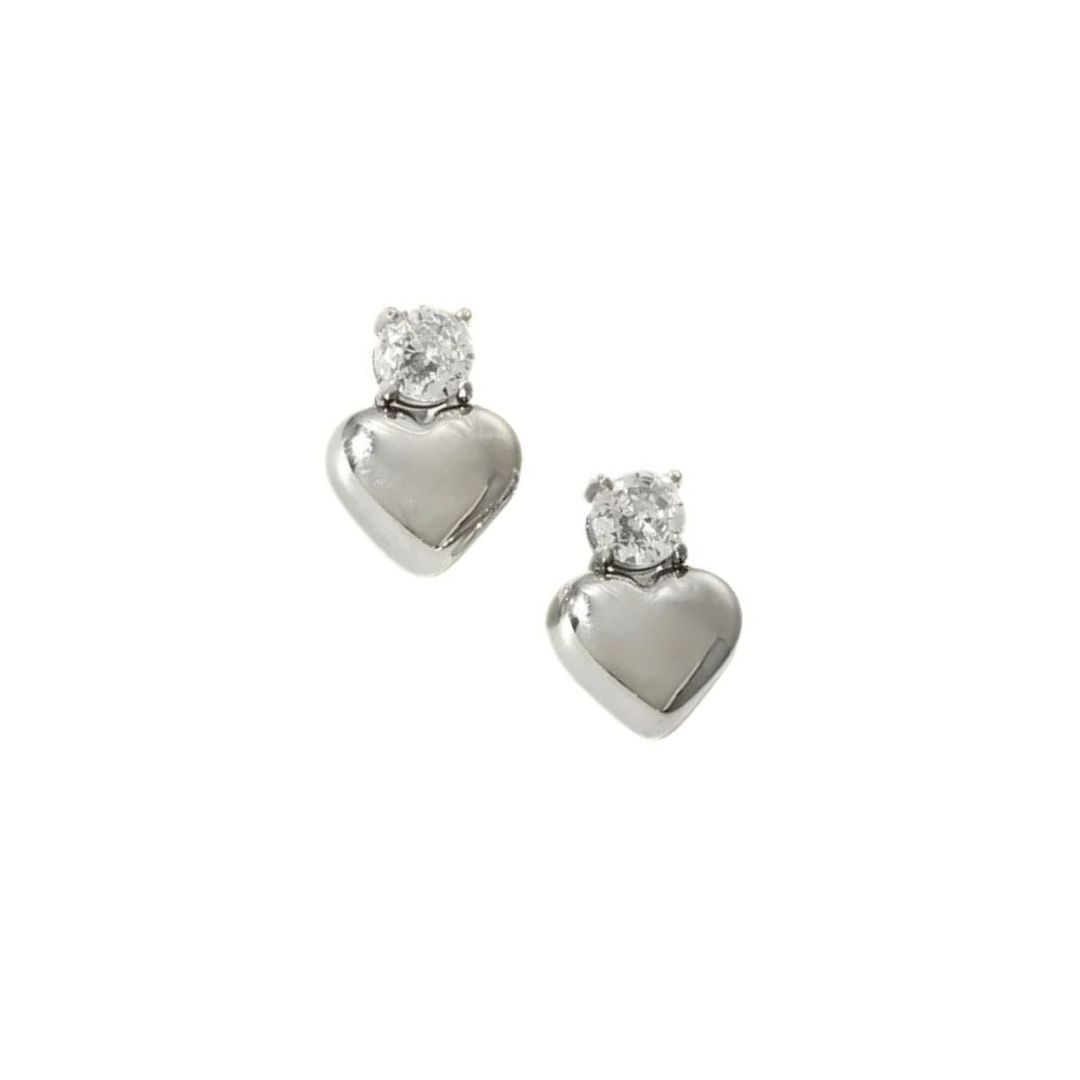 Silver hearts with diamonds