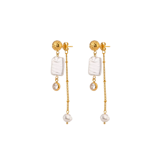 Long pearls gold with diamonds