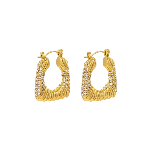 Square gold hoops with diamonds