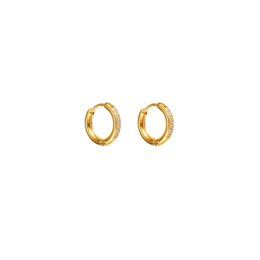 Small diamond gold hoops
