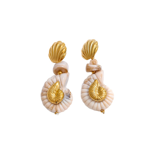 Gold/pink shell earrings