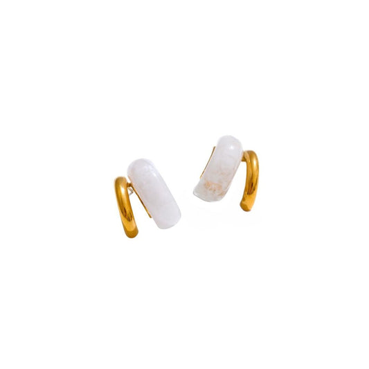 Gold/white marble earrings