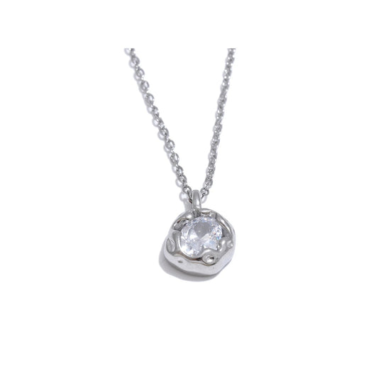 Silver irregular diamond necklace