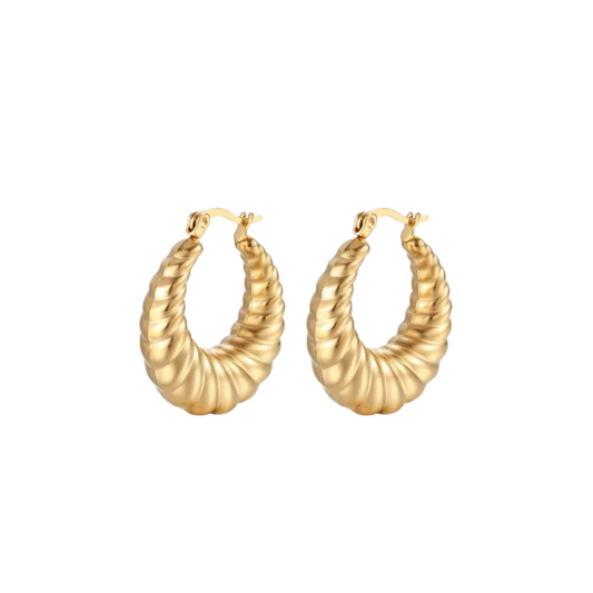 Braided gold hoops earrings