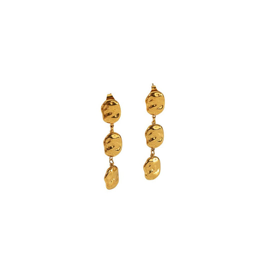Gold triple earrings