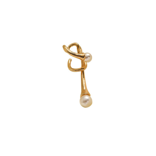 Gold oversized pearl ear cuff