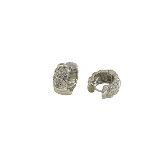 Silver diamond hoop earrings