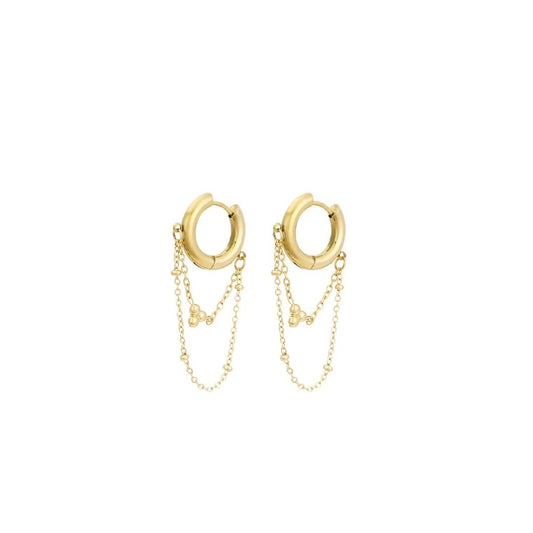 Gold dripping diamonds hoop earrings