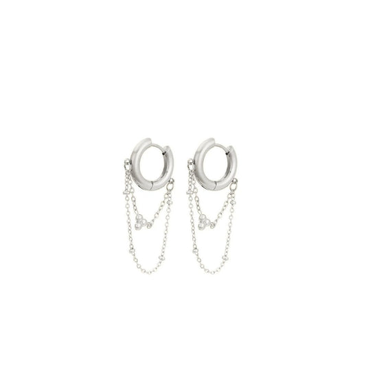 Silver dripping diamond hoop earrings