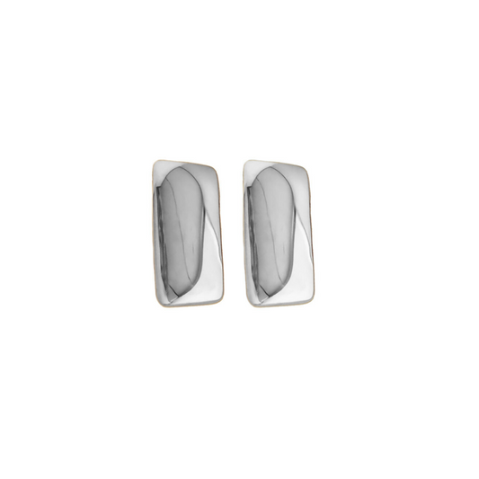 Rectangular silver earrings