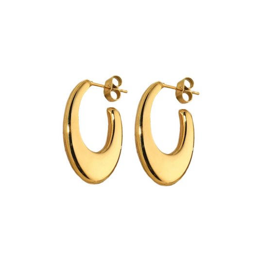 Oval gold hoops EARRINGS