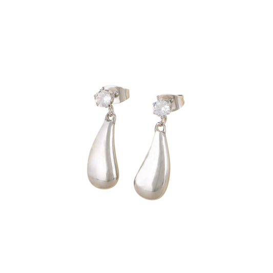 Silver diamond drops earrings
