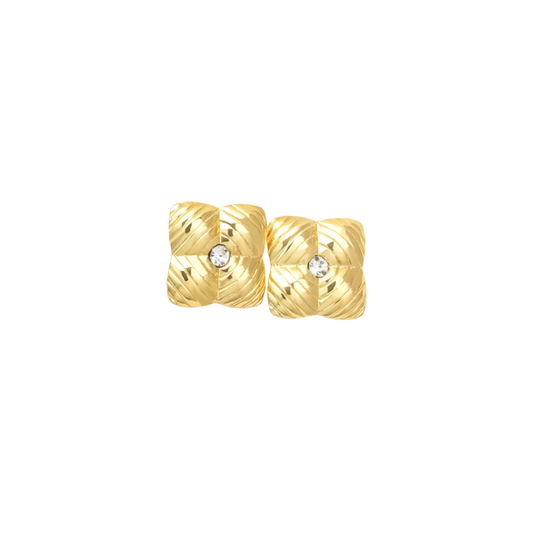Gold square diamond earrings