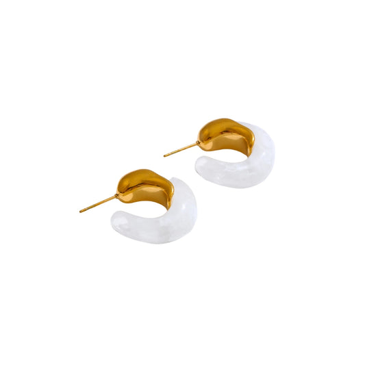 Gold/ white earrings