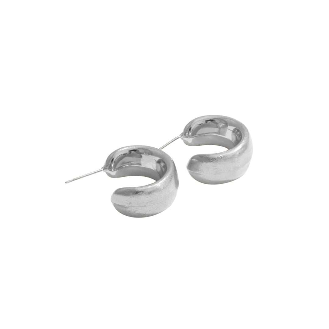 Silver small thick earrings