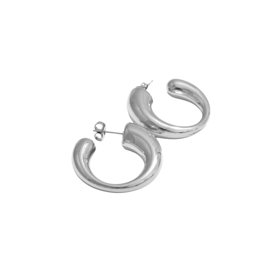 Silver round earrings