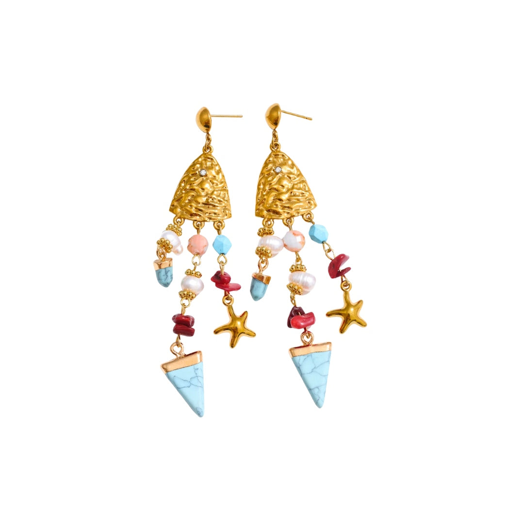 Gold multi color earrings