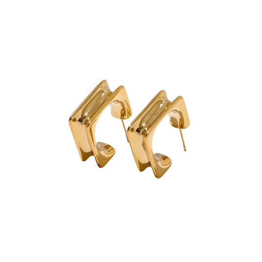 Gold square earrings