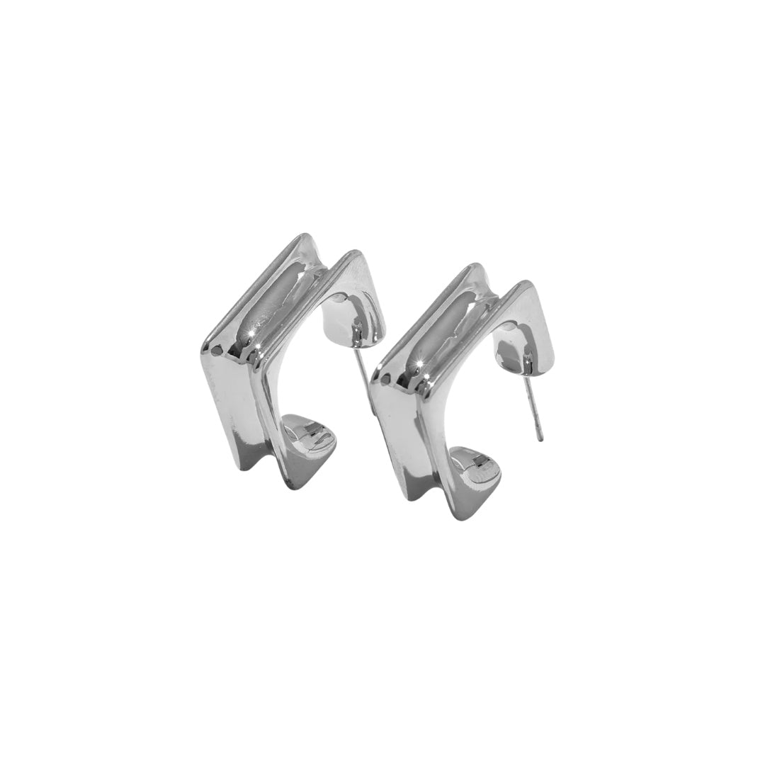 Silver square earrings