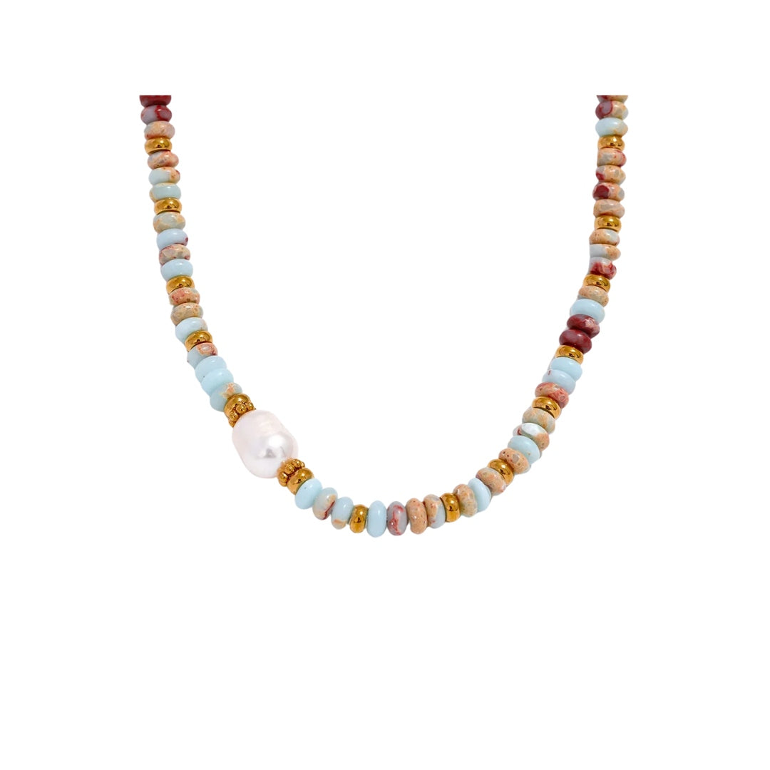 Gold summer beaded necklace